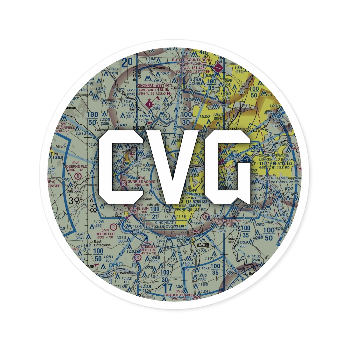 CVG Round Sticker | Cincinnati/Northern Kentucky International Airport Sticker