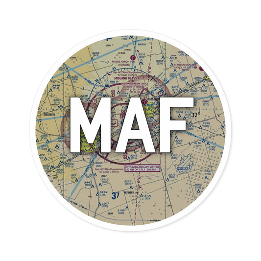 MAF Round Sticker | Midland International Air and Space Port Airport Sticker