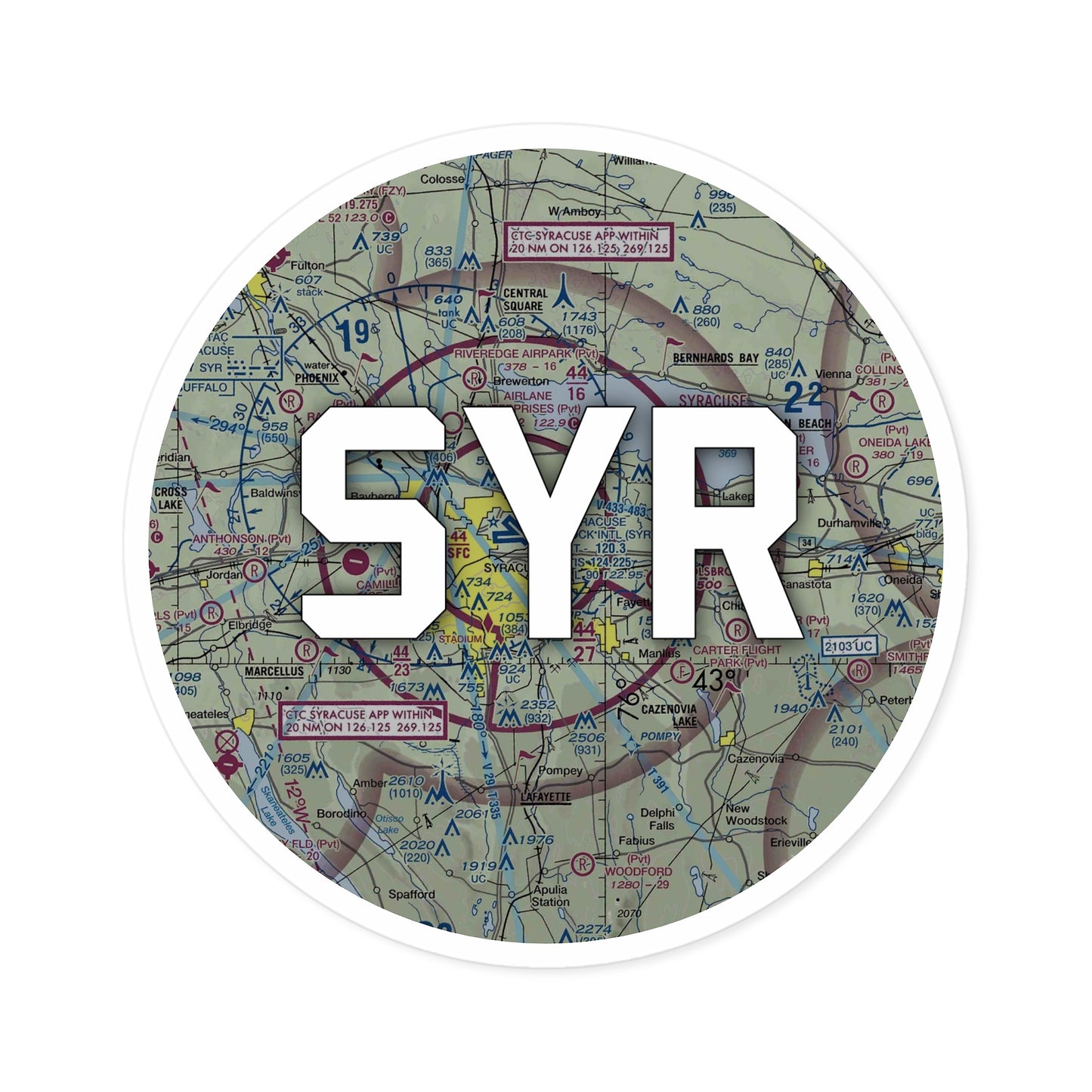 SYR Round Sticker | Syracuse Hancock International Airport Sticker