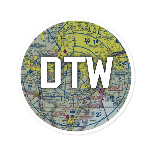 DTW Round Sticker | Detroit Metro Wayne County Airport Sticker