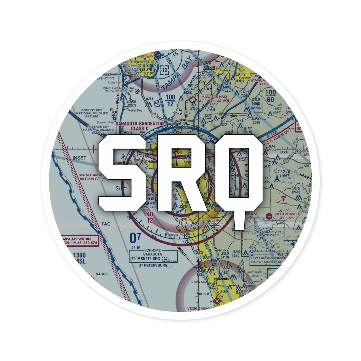 SRQ Round Sticker | Sarasota/Bradenton International Airport Sticker