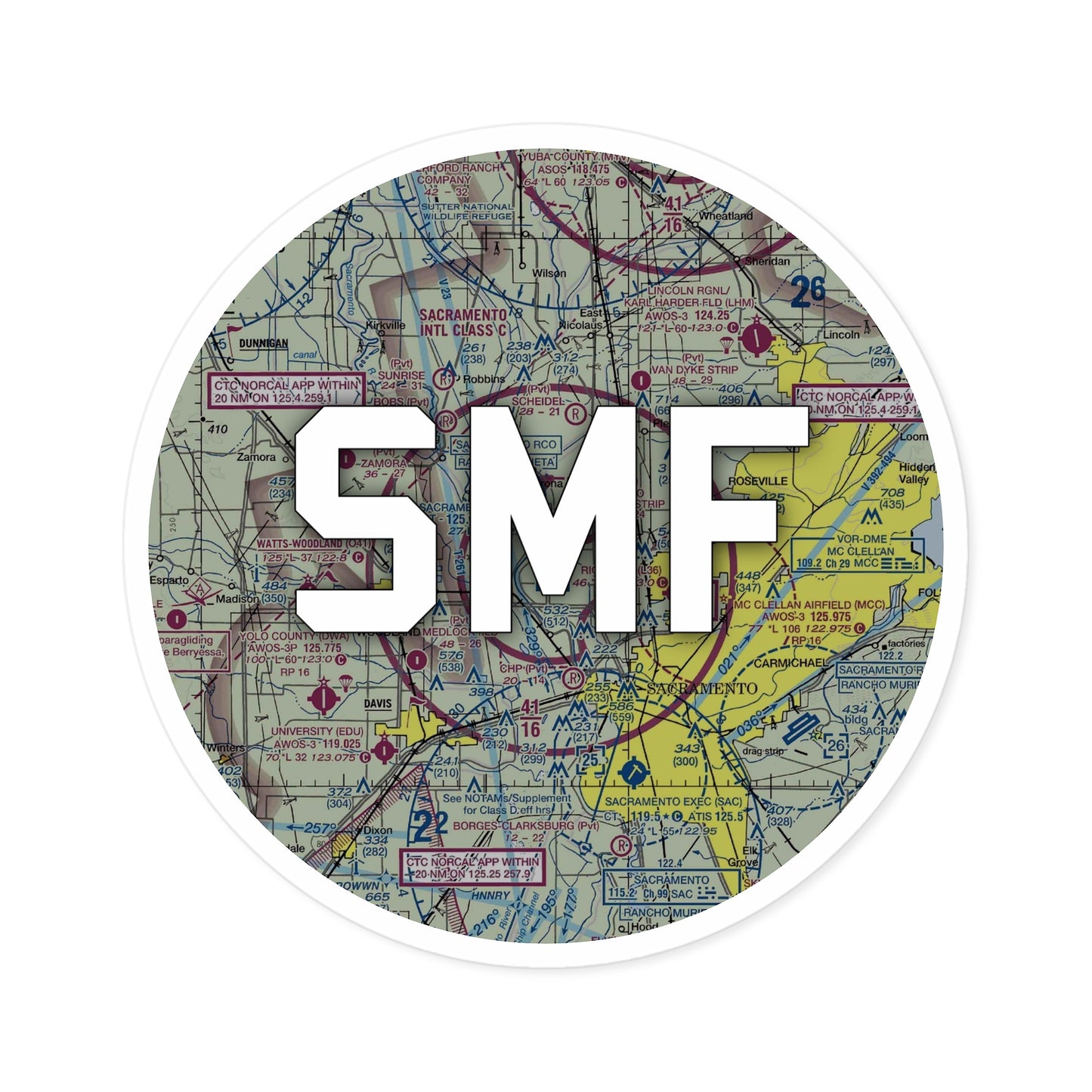 SMF Round Sticker | Sacramento International Airport Sticker