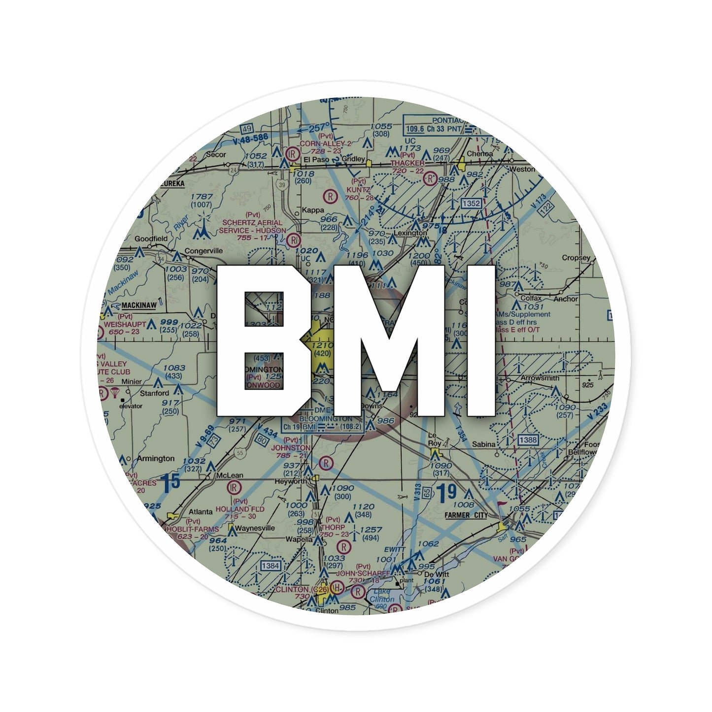 BMI Round Sticker | Central Il Regional/Bloomington-Normal Airport Sticker