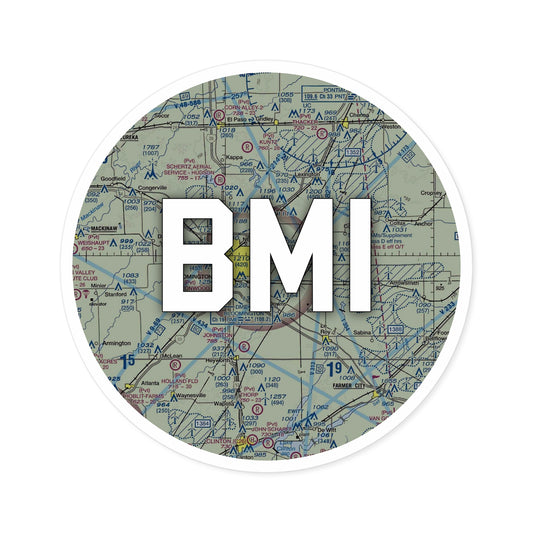 BMI Round Sticker | Central Il Regional/Bloomington-Normal Airport Sticker