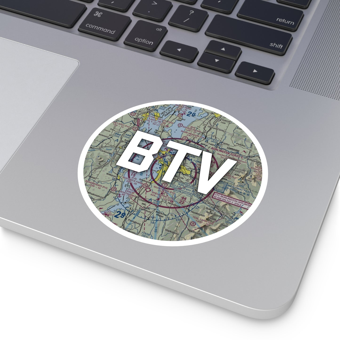 BTV Round Sticker | Patrick Leahy Burlington International Airport Sticker