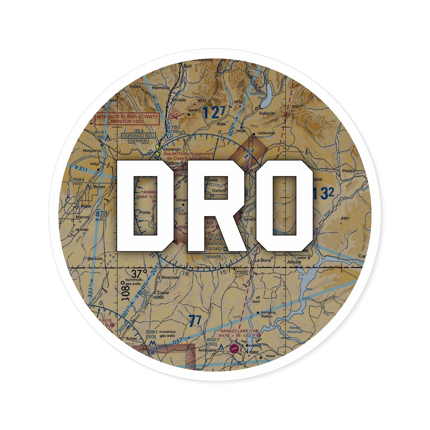 DRO Round Sticker | Durango-La Plata County Airport Sticker