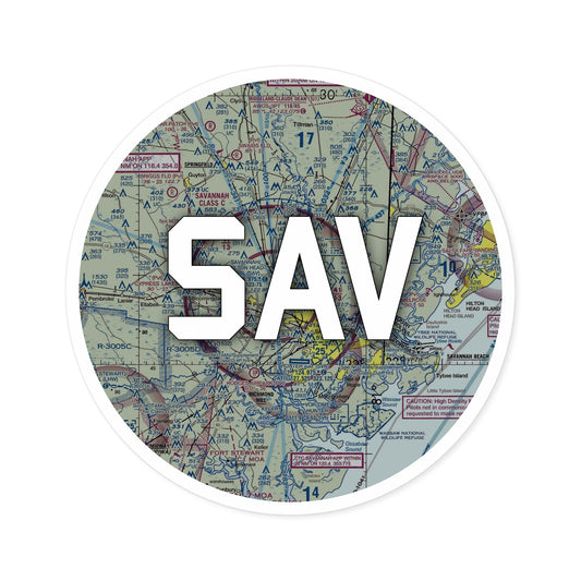 SAV Round Sticker | Savannah/Hilton Head International Airport Sticker